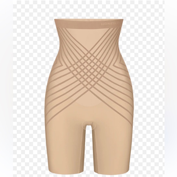 NWT HONEYLOVE Silhouette High-Waist Short in tan size large. - Picture 4 of 8